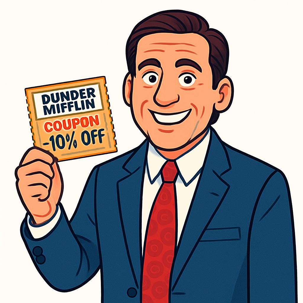 Michael Scott com cupom promocional